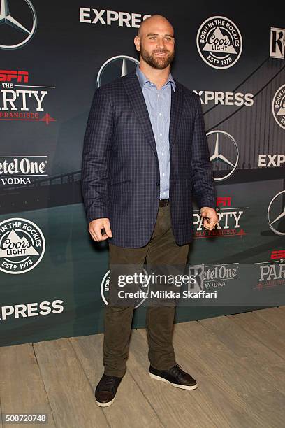 Chicago Bears tackle Kyle Long arrives at the annual ESPN The Party at Fort Mason Center on February 5, 2016 in San Francisco, California.