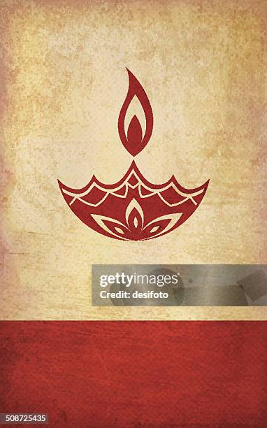 vector illustration of diya on grunge background - oil lamp 幅插畫檔、美工圖案、卡通及圖標