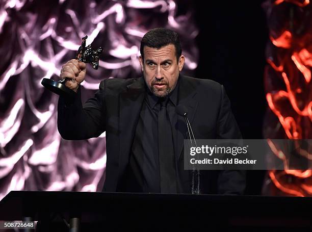John McCarthy accepts the Referee of the Year award at the eighth annual Fighters Only World Mixed Martial Arts Awards at The Venetian Las Vegas on...