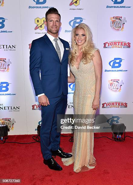 Mixed martial artist Bristol Marunde and his wife, Aubrey Marunde arrive at the eighth annual Fighters Only World Mixed Martial Arts Awards at The...