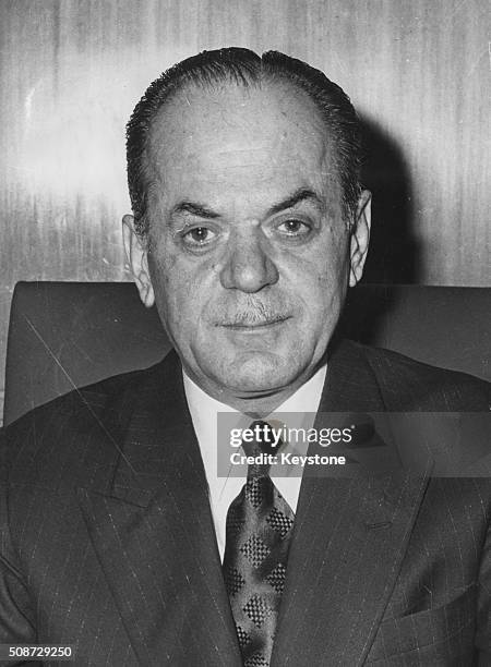 Portrait of former Greek President Georgios Papadopoulos at the time of the fall of his regime and the end of the military Junta, 1974.
