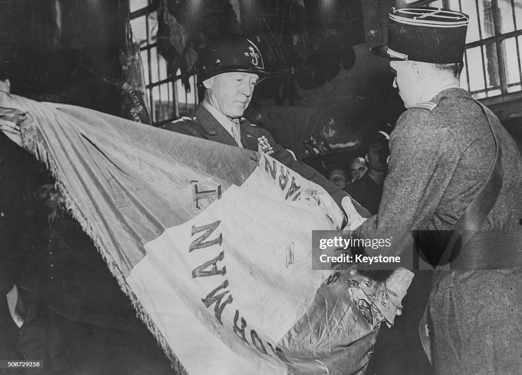George Patton Button Ribbon General George S Patton unfurling one of the flags recaptured from ...