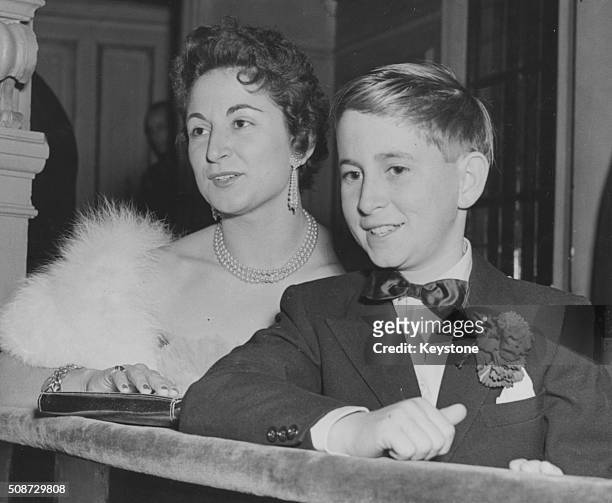 Renzo Rossellini, son of film director Roberto Rossellini, with his cousin Mucci Barbieri at the opening night of the play 'Joan of Arc at the...