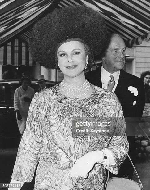 The Countess of Rosse arriving at St Michael's Church for the wedding of her son Martin Parsons, the half-brother of Lord Snowdon, in Chester Square,...