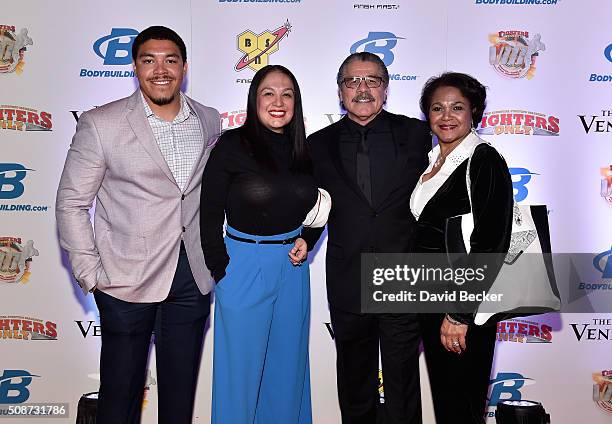 Daniel Duran, Carla Duran, cutman Jacob "Stitch" Duran and Charlotte Duran arrives at the eighth annual Fighters Only World Mixed Martial Arts Awards...