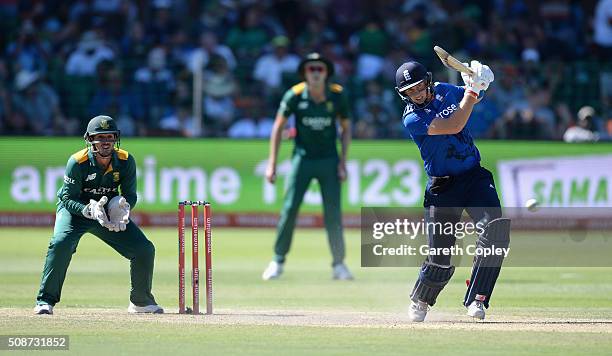 Joe Root of England bats during the 2nd Momentum ODI between South Africa and England at St George's Park on February 6, 2016 in Port Elizabeth,...