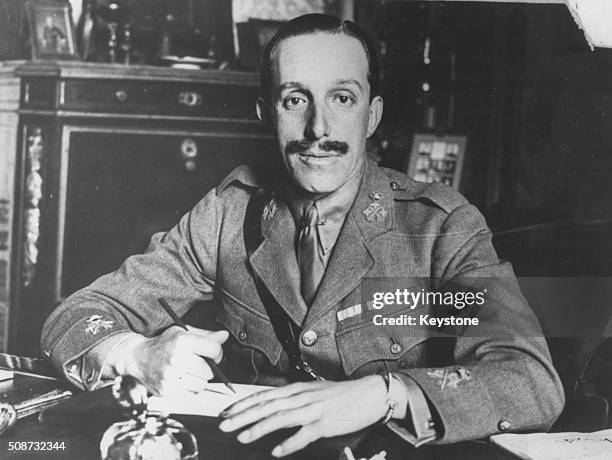 Portrait of King Alfonso XIII of Spain working at his desk, April 14th 1931.