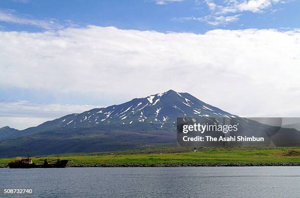Mount Chirip is seen on Iturup Island on July 10, 2005 in Iturup, Kuril Islands, Russia.