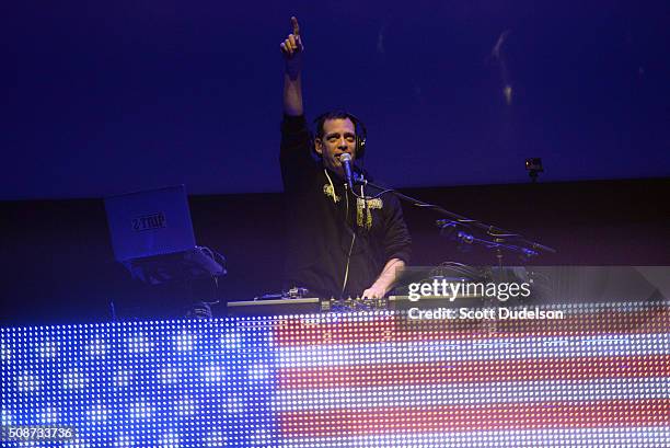 Trip performs onstage during the "Feel the Bern" fundraiser for Presidential candidate Bernie Sanders at the Ace Theater Downtown LA on February 5,...