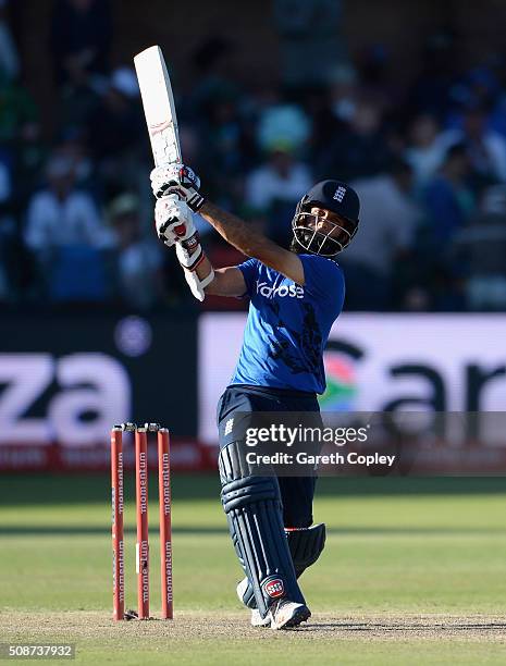 Moeen Ali of England bats during the 2nd Momentum ODI between South Africa and England at St George's Park on February 6, 2016 in Port Elizabeth,...