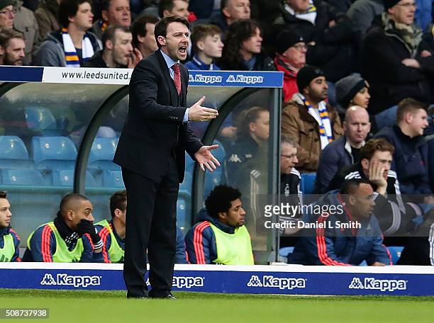 Nottingham Forest FC manager Dougie Freedman gestures during the Sky Bet Championship match between Leeds United and Nottingham Forest on February 6,...