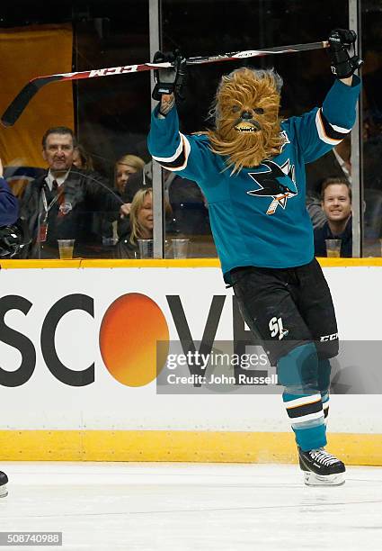 Brent Burns of the San Jose Sharks competes in the Honda NHL Breakaway Challenge during 2016 Honda NHL All-Star Skill Competition at Bridgestone...