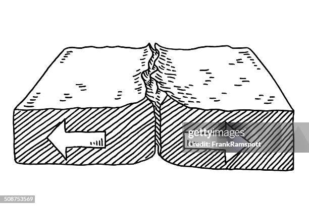 stockillustraties, clipart, cartoons en iconen met geology plate tectonics diverging drawing - aardkorst