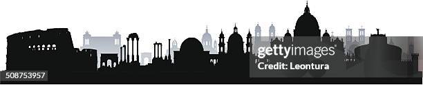 detailed rome skyline (complete, moveable buildings) - santa maria in trastevere stock illustrations