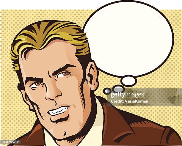 retro style man thinking - young man thinking stock illustrations