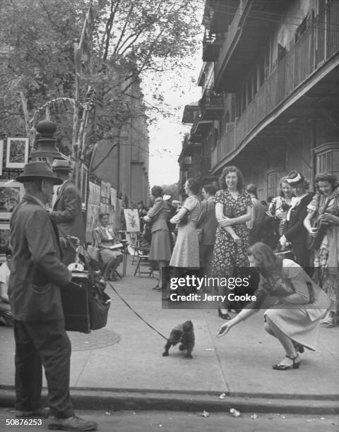 An organ grinder with his monkey in the French Quarter of New Orleans.