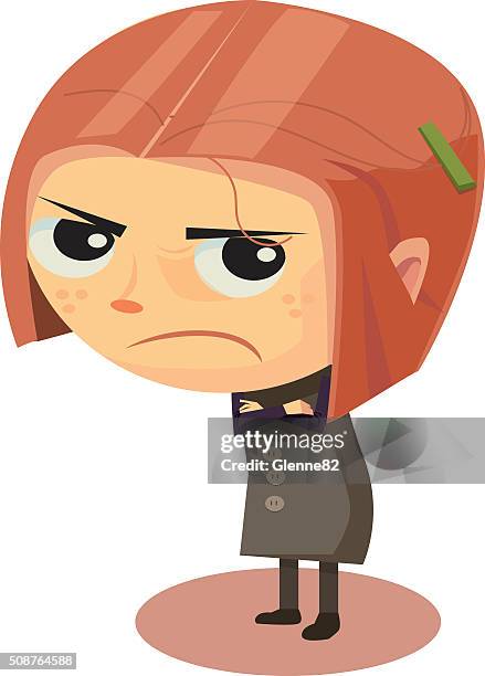 traurig und verärgert mädchen - nerviges kind stock-grafiken, -clipart, -cartoons und -symbole