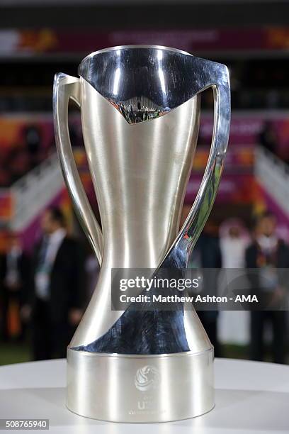 The AFC U-23 Championship Final trophy during the AFC U-23 Championship final match between South Korea and Japan at the Abdullah Bin Khalifa Stadium...