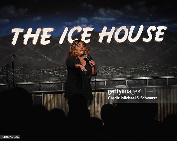 Comedian Sherri Shepherd performs during her appearance at The Ice House Comedy Club on February 5, 2016 in Pasadena, California.