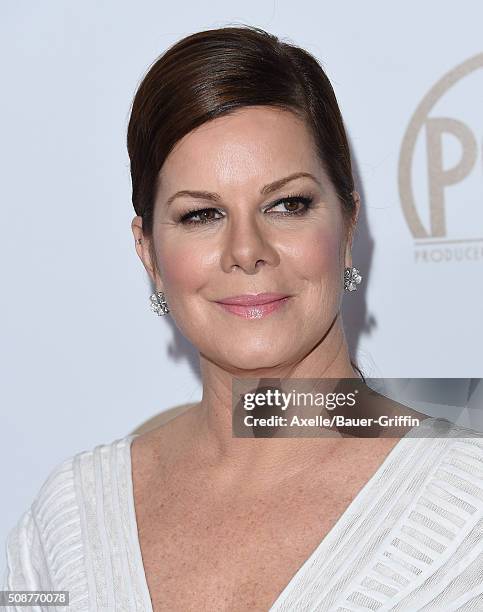 Actress Marcia Gay Harden arrives at the 27th Annual Producers Guild Awards at the Hyatt Regency Century Plaza on January 23, 2016 in Century City,...