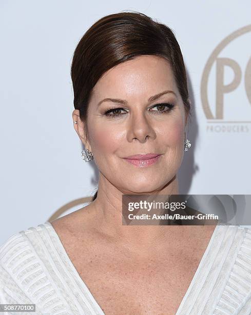 Actress Marcia Gay Harden arrives at the 27th Annual Producers Guild Awards at the Hyatt Regency Century Plaza on January 23, 2016 in Century City,...