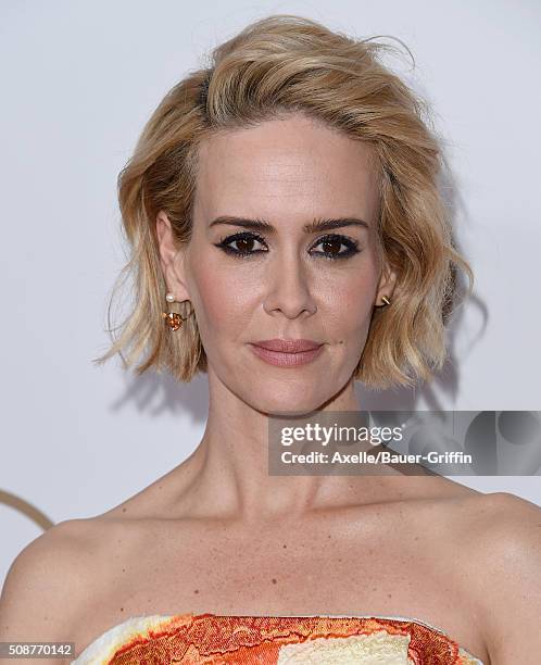 Actress Sarah Paulson arrives at the 27th Annual Producers Guild Awards at the Hyatt Regency Century Plaza on January 23, 2016 in Century City,...