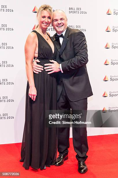 Sven Ottke and Monic Frank attend German Sports Gala 'Ball des Sports 2016' on February 6, 2016 in Wiesbaden, Germany.