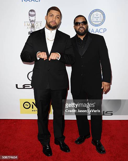 Actor O'Shea Jackson Jr. And Ice Cube attend the 47th NAACP Image Awards at Pasadena Civic Auditorium on February 5, 2016 in Pasadena, California.