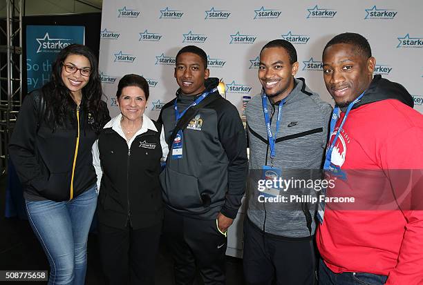 Jordin Sparks, Tani Austin, Charles Wilson, Dwayne Irvin and Pierre Singfield attend the Starkey Hearing Foundation hearing mission during Super Bowl...