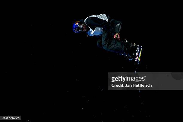 Sebastian Toutant from Canada jumps during Air and Style Festival February 6, 2016 in Innsbruck, Austria.