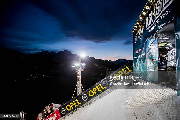 Tor Lundstrom from Sweden waits for his jump during Air and Style Festival February 6, 2016 in Innsbruck, Austria.