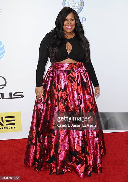 Actress Amber Riley attends the 47th NAACP Image Awards at Pasadena Civic Auditorium on February 5, 2016 in Pasadena, California.