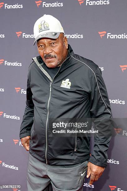 Former NFL player Jim Brown attends Fanatics Super Bowl Party on February 6, 2016 in San Francisco, California.