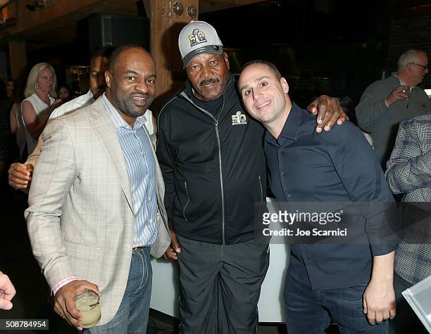 Executive Director of the NFL Players Association DeMaurice Smith, former NFL player Jim Brown and CEO of Kynetic Michael Rubin attend the Fanatics...