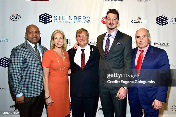 Head coach Hue Jackon, co-owner of the Cleveland Browns Dee Haslam, sports agent Leigh Steinberg, football player Paxton Lynch and entrepreneur Cosmo...