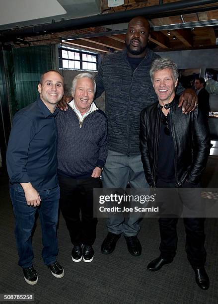 Of Kynetic Michael Rubin, CEO of the Kraft Group Robert Kraft, former NBA player Shaquille O'Neal and recording artist Jon Bon Jovi attend the...