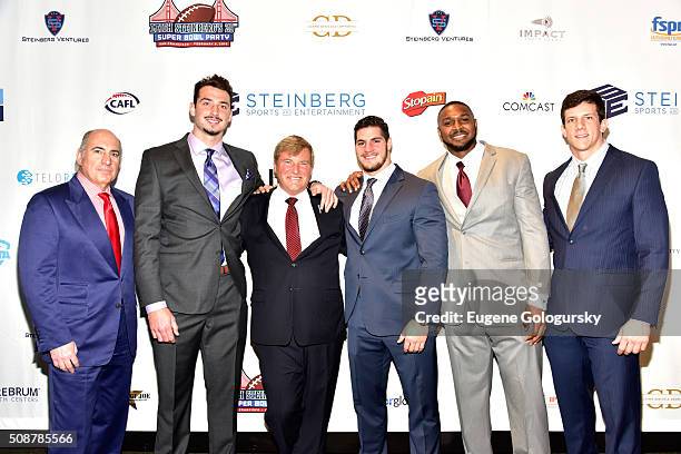 Entrepreneur Cosmo DeNicola, football player Paxton Lynch, sports agent Leigh Steinberg, and football players Dan Vitale, Jonathan Woodard, and...