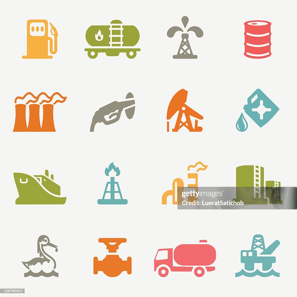 Oil Industry color variation icons | EPS10