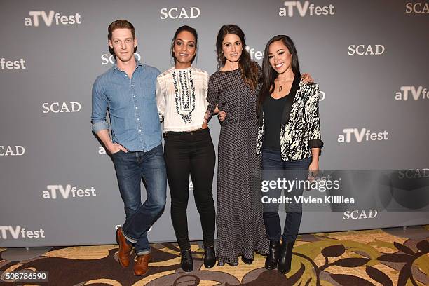 Actor Zach Appelman, Actor Lyndie Greenwood, Actor Nikki Reed, and Actor Jessica Camacho attend the "Sleepy Hollow" event during aTVfest 2016...