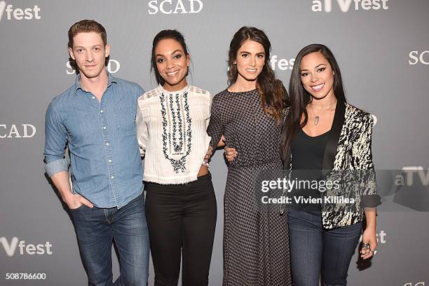 Actor Zach Appelman, Actor Lyndie Greenwood, Actor Nikki Reed, and Actor Jessica Camacho attend the "Sleepy Hollow" event during aTVfest 2016...