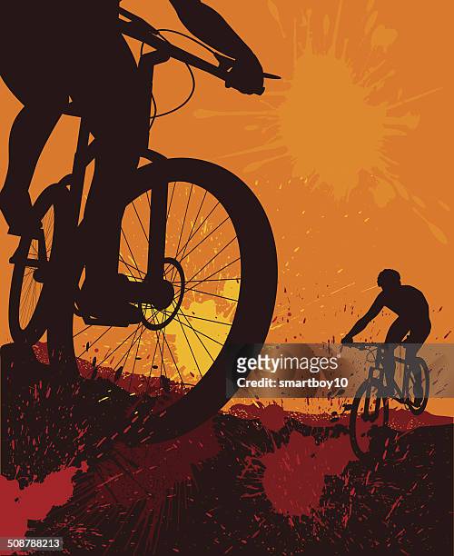 ilustraciones, imágenes clip art, dibujos animados e iconos de stock de bicicletas de montaña - bicicleta montaña
