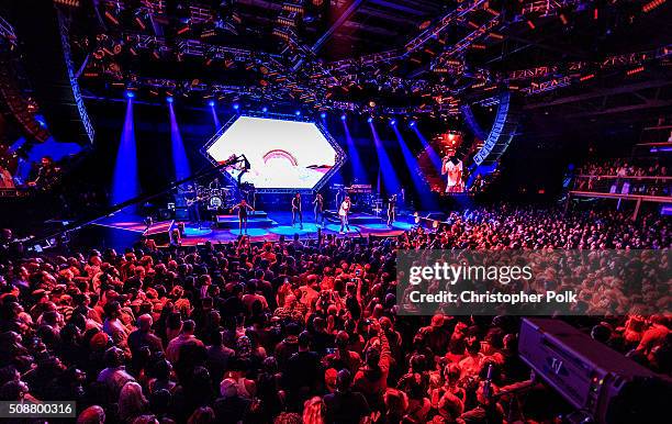 Winning artist Pharrell performs following the 2015 Pepsi Rookie of the Year Award Ceremony at the 2015 Pepsi Rookie of the Year Award Ceremony at...