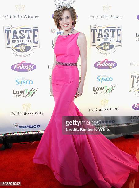 Miss America 2016 Betty Cantrell attends Taste of the NFL 25th anniversary Party With A Purpose at Cow Palace on February 6, 2016 in San Francisco,...