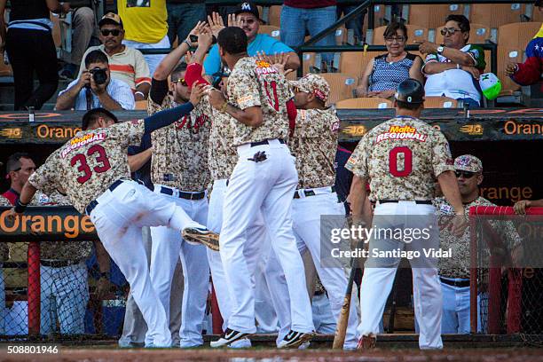 Venezuela celebrates the victory after a match between Cangrejos de Santurce of Puerto Rico and Tigres de Aragua of Venezuela as part of the...