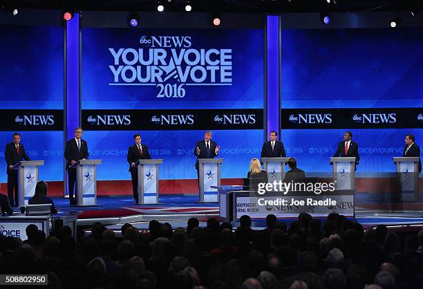Republican presidential candidates Ohio Governor John Kasich, Jeb Bush, Sen. Marco Rubio , Donald Trump, Sen. Ted Cruz , Ben Carson and New Jersey...
