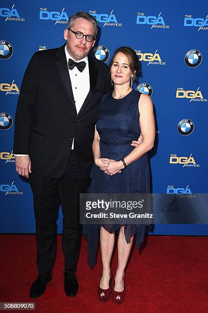 Director Adam McKay and actress Shira Piven attend the 68th Annual Directors Guild Of America Awards at the Hyatt Regency Century Plaza on February...