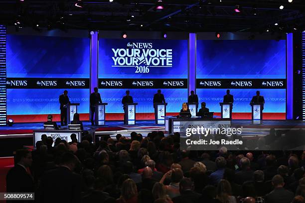 Republican presidential candidates Ohio Governor John Kasich, Jeb Bush, Sen. Marco Rubio , Donald Trump, Sen. Ted Cruz , Ben Carson and New Jersey...