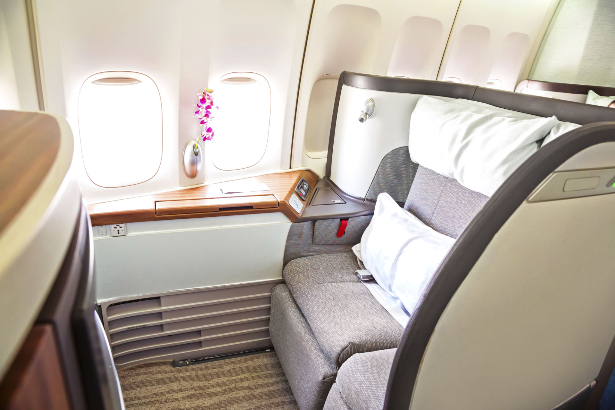 First class seat on an airliner First class seat on an airliner