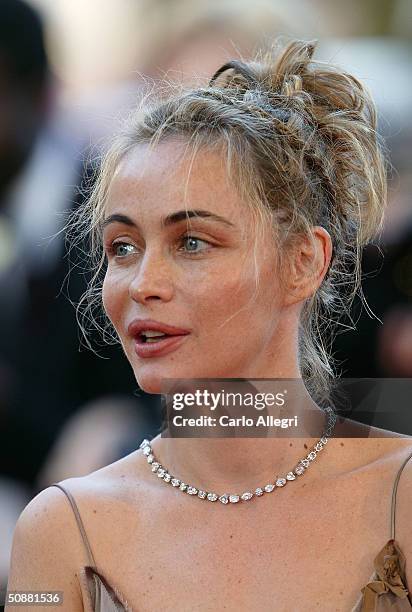 Actress Emmanuelle Beart attends the screening of the film "Diarios de Motocicleta" premiere at the Palais des Festivals during the 57th...