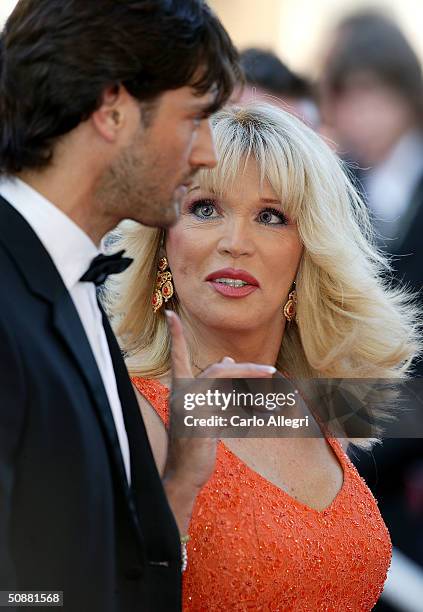 Amanda Lear attends the screening of the film "Diarios de Motocicleta" premiere at the Palais des Festivals during the 57th International Cannes Film...